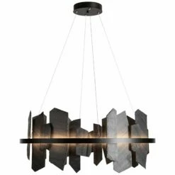 Hubbardton Forge Ardesia 38" Black And Slate LED Ring Chandelier 13 Hubbardton Forge Ardesia 38" Black And Slate LED Ring Chandelier -Lighting Sales Shop hubbardton forge ardesia 38 inch black and slate led ring chandelier 407r2views3