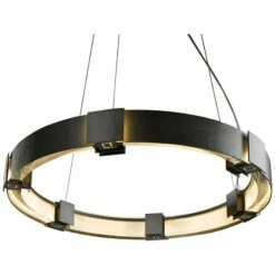 Hubbardton Forge Aura Pendant 28.9" Dark Smoke Glass Ring Pendant -Lighting Sales Shop hubbardton forge aura pendant 28 9 inch dark smoke glass ring pendant 751t2