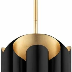 Hudson Valley Banks 12"W Gold Leaf And Black Mini Pendant -Lighting Sales Shop hudson valley banks 12 inchw gold leaf and black mini pendant 425e0views2