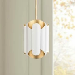 Hudson Valley Banks 12"W Gold Leaf And White Mini Pendant