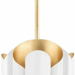 Hudson Valley Banks 12"W Gold Leaf And White Mini Pendant -Lighting Sales Shop hudson valley banks 12 inchw gold leaf and white mini pendant 428e0views2