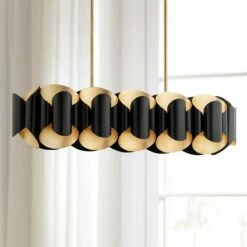 Hudson Valley Banks 46"W Gold Leaf And Black Island Pendant