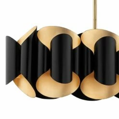 Hudson Valley Banks 46"W Gold Leaf And Black Island Pendant -Lighting Sales Shop hudson valley banks 46 inchw gold leaf and black island pendant 360e0views1