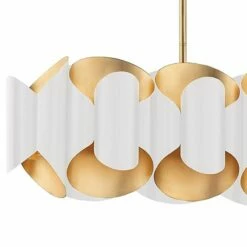 Hudson Valley Banks 46"W Gold Leaf And White Island Pendant -Lighting Sales Shop hudson valley banks 46 inchw gold leaf and white island pendant 361e0views1
