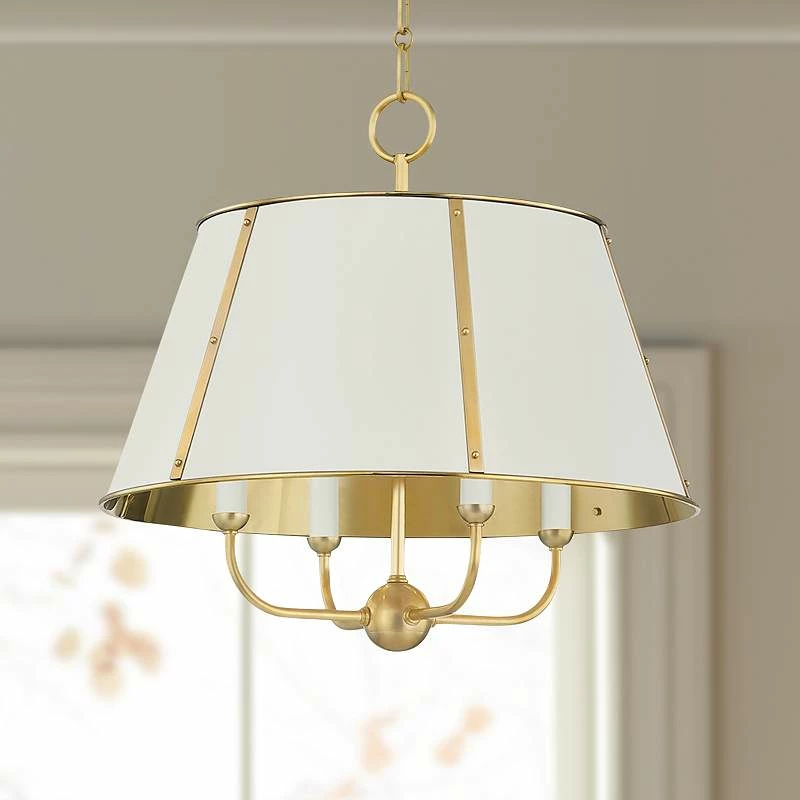 Hudson Valley Cambridge 20"W Aged Brass 4-Light Chandelier 3 Hudson Valley Cambridge 20"W Aged Brass 4-Light Chandelier
