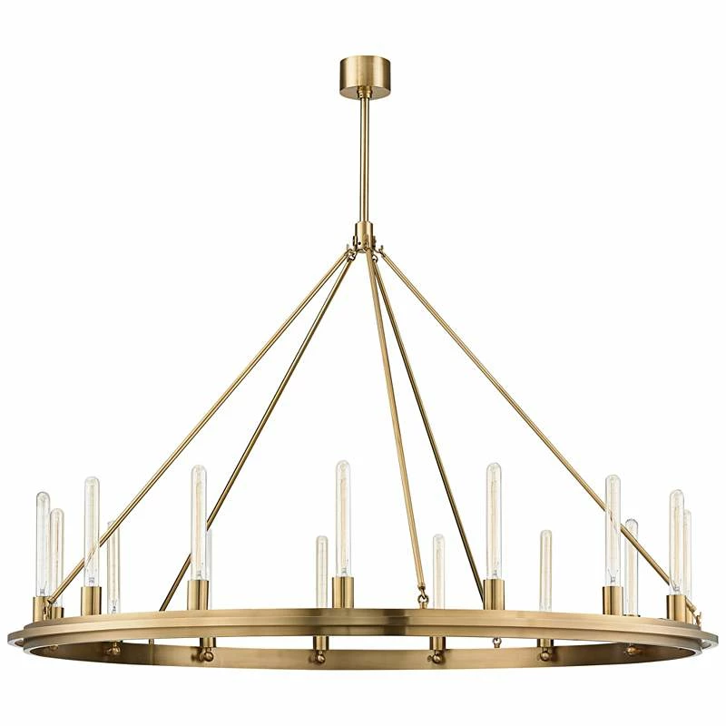 Hudson Valley Chambers 58" Wide Aged Brass Round Ring Chandelier 4 Hudson Valley Chambers 58" Wide Aged Brass Round Ring Chandelier - Image 2
