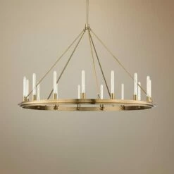 Hudson Valley Chambers 58" Wide Aged Brass Round Ring Chandelier