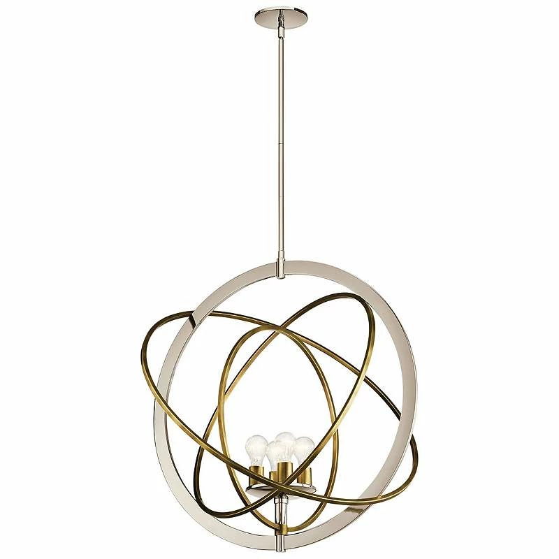 Ibis 30" Wide Polished Nickel And Brass 4-Light Pendant 4 Ibis 30" Wide Polished Nickel And Brass 4-Light Pendant - Image 2