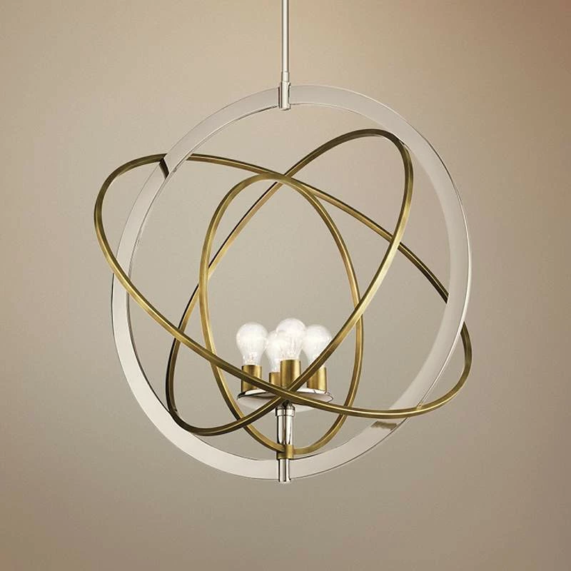 Ibis 30" Wide Polished Nickel And Brass 4-Light Pendant 3 Ibis 30" Wide Polished Nickel And Brass 4-Light Pendant