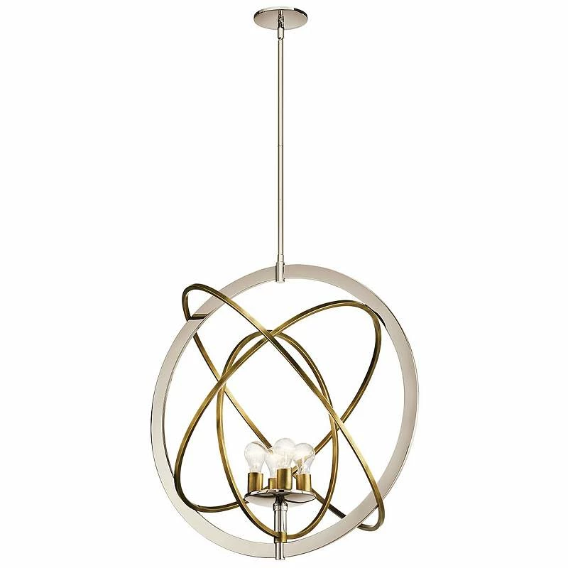 Ibis 30" Wide Polished Nickel And Brass 4-Light Pendant 5 Ibis 30" Wide Polished Nickel And Brass 4-Light Pendant - Image 3