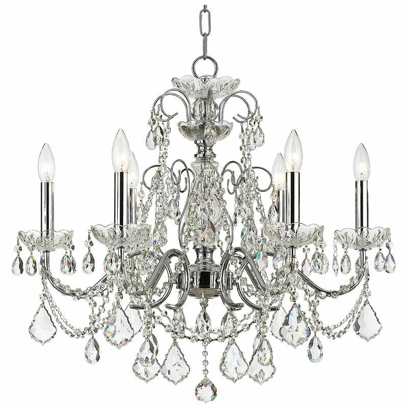 Imperial 26"W Polished Chrome 6-Light Crystal Chandelier 3 Imperial 26"W Polished Chrome 6-Light Crystal Chandelier