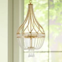 Ingénue 14" Wide 4-Light Antique Gold Leaf Chandelier