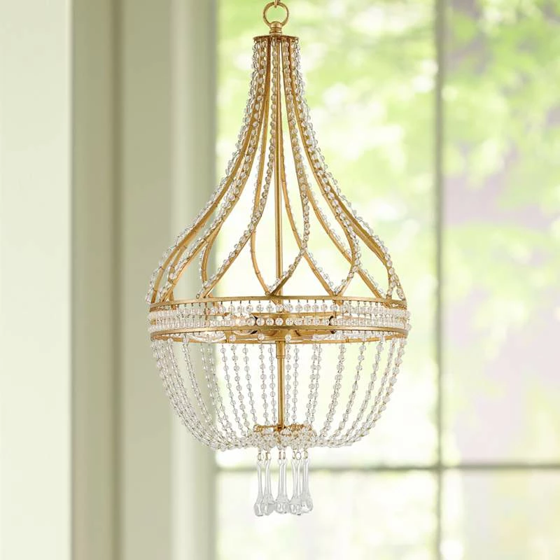 Ingénue 14" Wide 4-Light Antique Gold Leaf Chandelier 3 Ingénue 14" Wide 4-Light Antique Gold Leaf Chandelier
