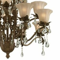 Iron Leaf 39" Wide Roman Bronze And Crystal Chandelier -Lighting Sales Shop iron leaf 39 inch wide roman bronze and crystal chandelier 7g197views1