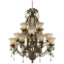 Iron Leaf 39" Wide Roman Bronze And Crystal Chandelier -Lighting Sales Shop iron leaf 39 inch wide roman bronze and crystal chandelier 7g197views2