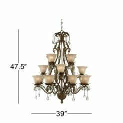 Iron Leaf 39" Wide Roman Bronze And Crystal Chandelier -Lighting Sales Shop iron leaf 39 inch wide roman bronze and crystal chandelier 7g197views3