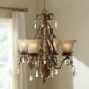 Iron Leaf 4-Light Roman Bronze And Crystal Chandelier