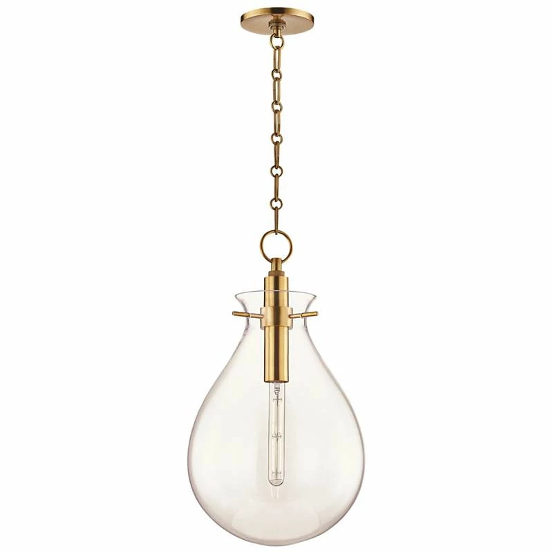 Ivy 12 1/2" Wide Aged Brass And Clear Glass LED Modern Pendant Light 4 Ivy 12 1/2" Wide Aged Brass And Clear Glass LED Modern Pendant Light - Image 2