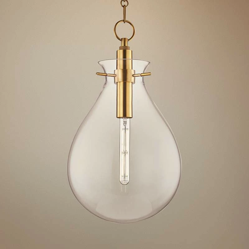 Ivy 12 1/2" Wide Aged Brass And Clear Glass LED Modern Pendant Light 3 Ivy 12 1/2" Wide Aged Brass And Clear Glass LED Modern Pendant Light