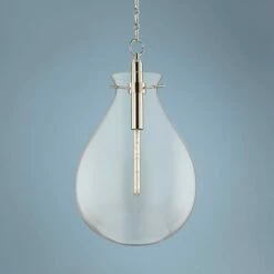 Ivy 18"W Polished Nickel LED Pendant Light W/ Clear Glass