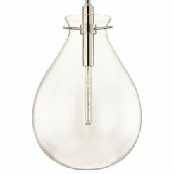 Ivy 18"W Polished Nickel LED Pendant Light W/ Clear Glass -Lighting Sales Shop ivy 18 inchw polished nickel led pendant light w clear glass 66j84views2