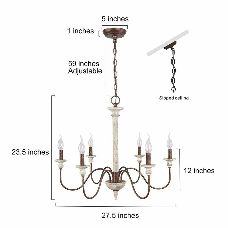 Izuell 27 1/2" Wide Weathered Gray White 6-Light Chandelier 8 Izuell 27 1/2" Wide Weathered Gray White 6-Light Chandelier - Image 6
