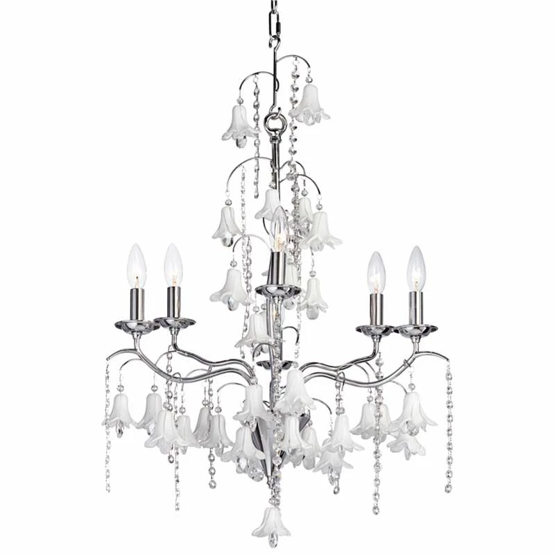 James Moder Murano 26" Wide Silver 6-Light Chandelier 4 James Moder Murano 26" Wide Silver 6-Light Chandelier - Image 2