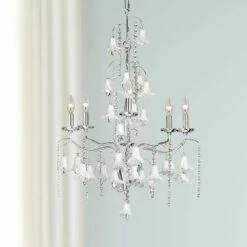 James Moder Murano 26" Wide Silver 6-Light Chandelier
