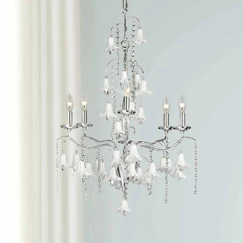 James Moder Murano 26" Wide Silver 6-Light Chandelier 3 James Moder Murano 26" Wide Silver 6-Light Chandelier