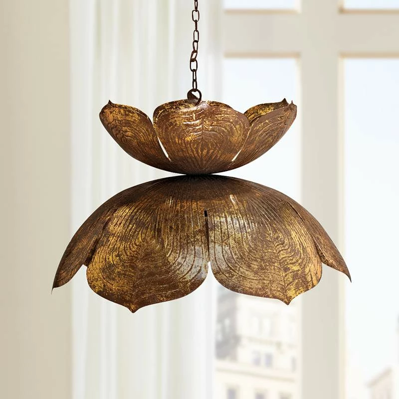 Jamie Young Flowering Lotus 20" Wide Antique Gold Pendant 3 Jamie Young Flowering Lotus 20" Wide Antique Gold Pendant