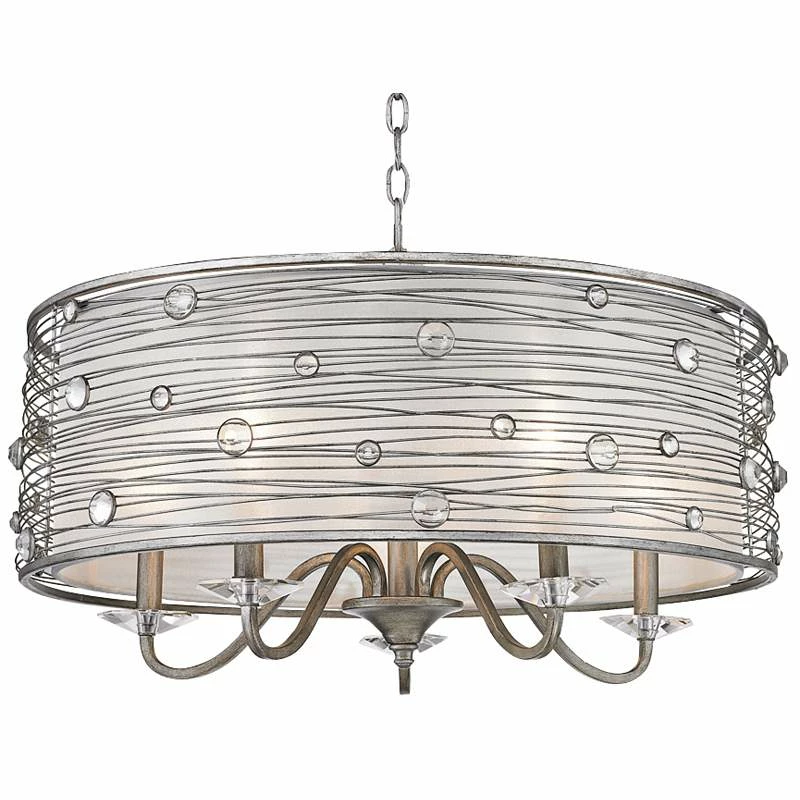 Golden Lighting Joia Collection 25 1/4" Wide Peruvian Silver Pendant 4 Golden Lighting Joia Collection 25 1/4" Wide Peruvian Silver Pendant - Image 2