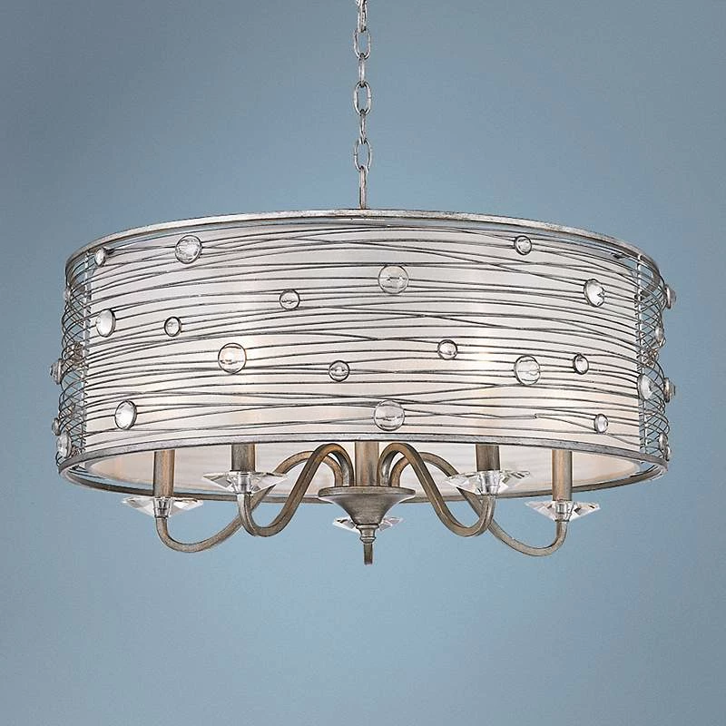 Golden Lighting Joia Collection 25 1/4" Wide Peruvian Silver Pendant 3 Golden Lighting Joia Collection 25 1/4" Wide Peruvian Silver Pendant