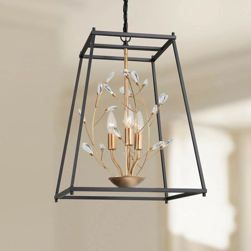 Jonas 15" Wide Black And Gold 3-Light Crystal Chandelier 3 Jonas 15" Wide Black And Gold 3-Light Crystal Chandelier