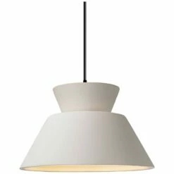 Justice Design Radiance 11" Bisque Ceramic Trapezoid Pendant Light