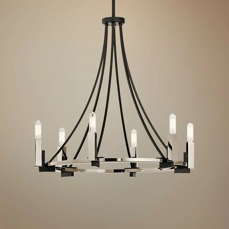 Kichler Bensimone 24"W Black And Nickel 6-Light Chandelier 3 Kichler Bensimone 24"W Black And Nickel 6-Light Chandelier