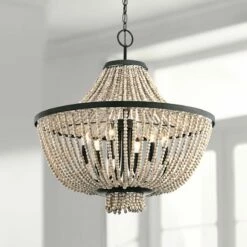 Kichler Brisbane 24"W Distressed Black 6-Light Chandelier