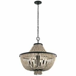 Kichler Brisbane 24"W Distressed Black 6-Light Chandelier -Lighting Sales Shop kichler brisbane 24 inchw distressed black 6 light chandelier 18p18views1