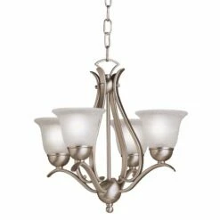Kichler Dover 18" Wide Four Light Brushed Nickel Uplight Chandelier -Lighting Sales Shop kichler dover 18 inch wide four light brushed nickel uplight chandelier 14532