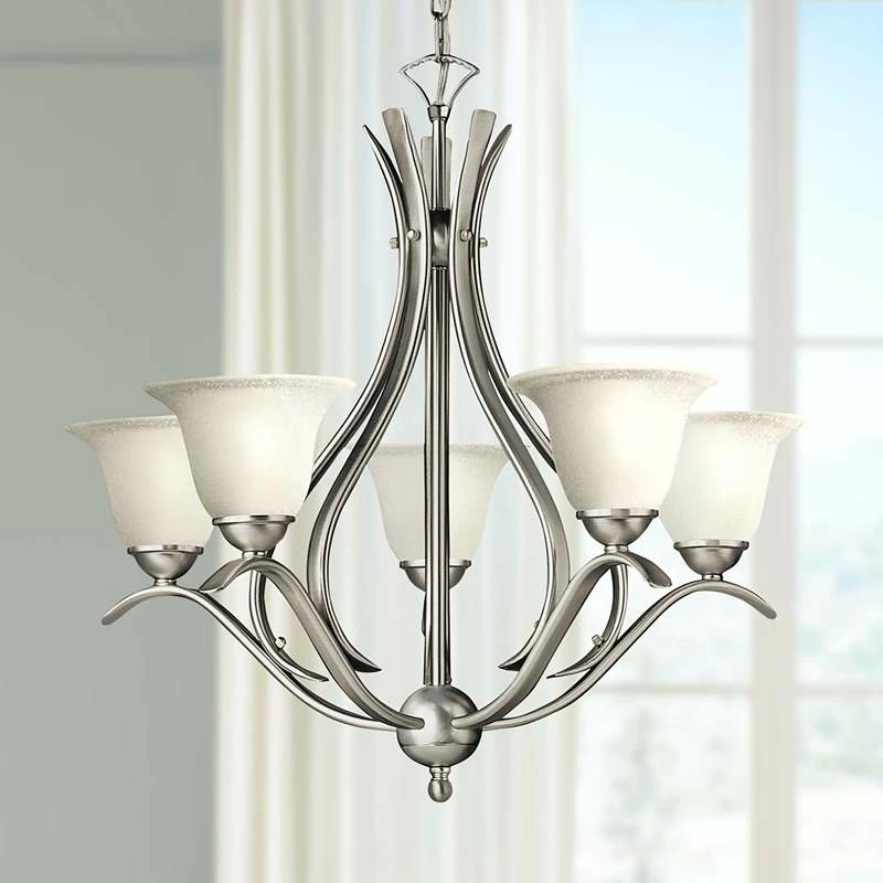 Kichler Dover 24" Wide Brushed Nickel Five Light Uplight Chandelier 4 Kichler Dover 24" Wide Brushed Nickel Five Light Uplight Chandelier - Image 2