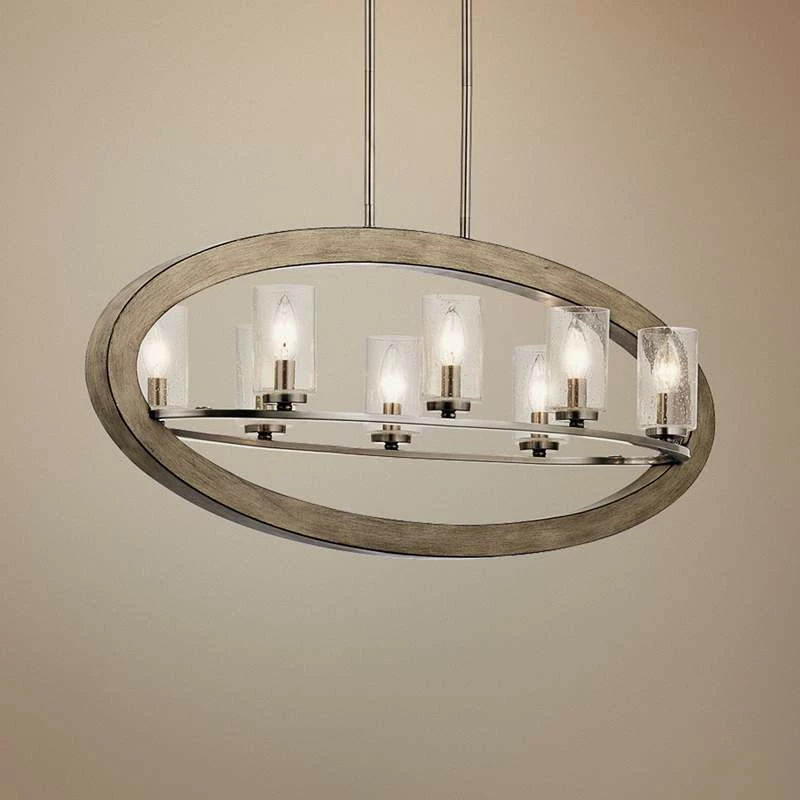 Kichler Grand Bank 16"W Antique Gray 8-Light Oval Chandelier 3 Kichler Grand Bank 16"W Antique Gray 8-Light Oval Chandelier