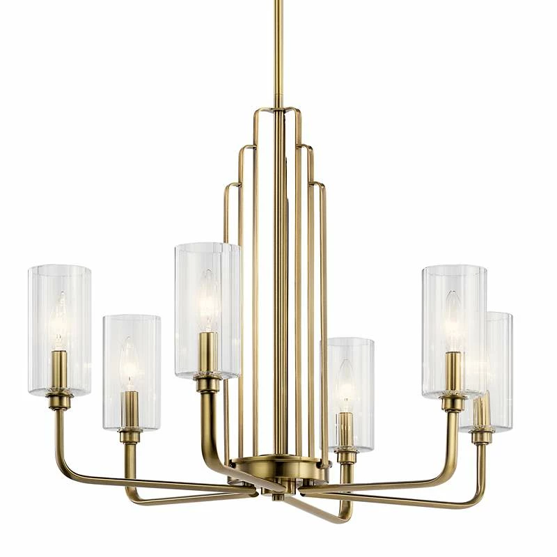 Kichler Kimrose 27" Wide Six Light Modern Brass Finish Chandelier 3 Kichler Kimrose 27" Wide Six Light Modern Brass Finish Chandelier