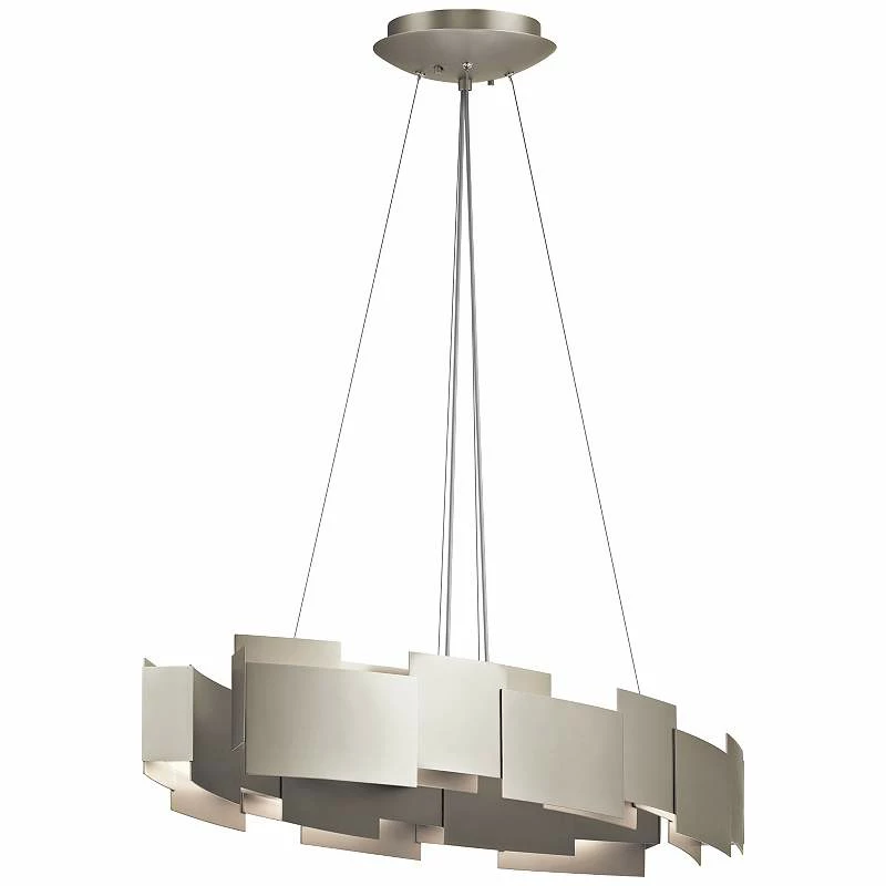 Kichler Moderne 34 1/4"W Satin Nickel Oval LED Pendant Light 4 Kichler Moderne 34 1/4"W Satin Nickel Oval LED Pendant Light - Image 2