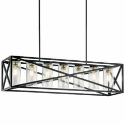 Kichler Moorgate 48" Wide Black Kitchen Island Light Pendant -Lighting Sales Shop kichler moorgate 48 inch wide black kitchen island light pendant 42r99