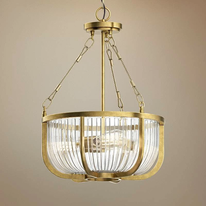Kichler Roux 16" Wide Natural Brass 3-Light Bowl Pendant 3 Kichler Roux 16" Wide Natural Brass 3-Light Bowl Pendant