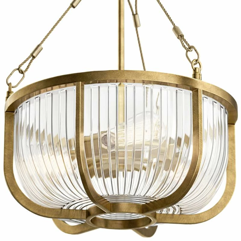 Kichler Roux 16" Wide Natural Brass 3-Light Bowl Pendant 6 Kichler Roux 16" Wide Natural Brass 3-Light Bowl Pendant - Image 4