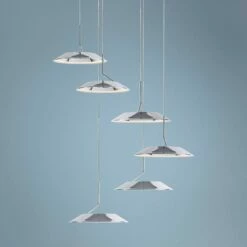 Koncept Royyo 12" Wide Polished Nickel 6-Light Mini Pendant