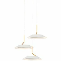 Koncept Royyo 12"W Matte White And Gold 3-Light Mini Pendant -Lighting Sales Shop koncept royyo 12 inchw matte white and gold 3 light mini pendant 68r39