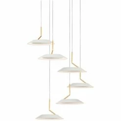 Koncept Royyo 12"W Matte White And Gold 6-Light Mini Pendant -Lighting Sales Shop koncept royyo 12 inchw matte white and gold 6 light mini pendant 68r66