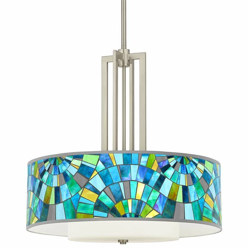 Lagos Mosaic Carey 24" Brushed Nickel 4-Light Chandelier 3 Lagos Mosaic Carey 24" Brushed Nickel 4-Light Chandelier