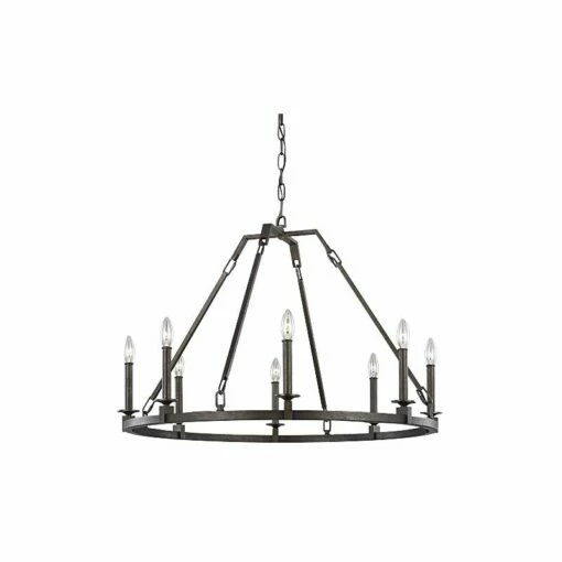 Landen 34" Wide Smith Steel 8-Light Wagon Wheel Chandelier 3 Landen 34" Wide Smith Steel 8-Light Wagon Wheel Chandelier -Lighting Sales Shop landen 34 inch wide smith steel 8 light wagon wheel chandelier 94h25